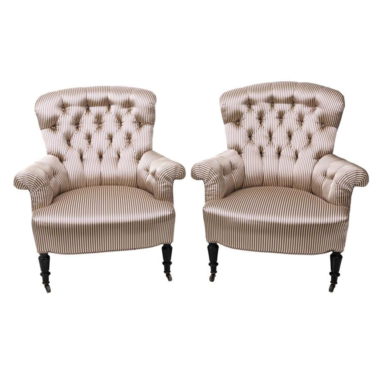 Pair of Napoleon III Upholstered Chairs