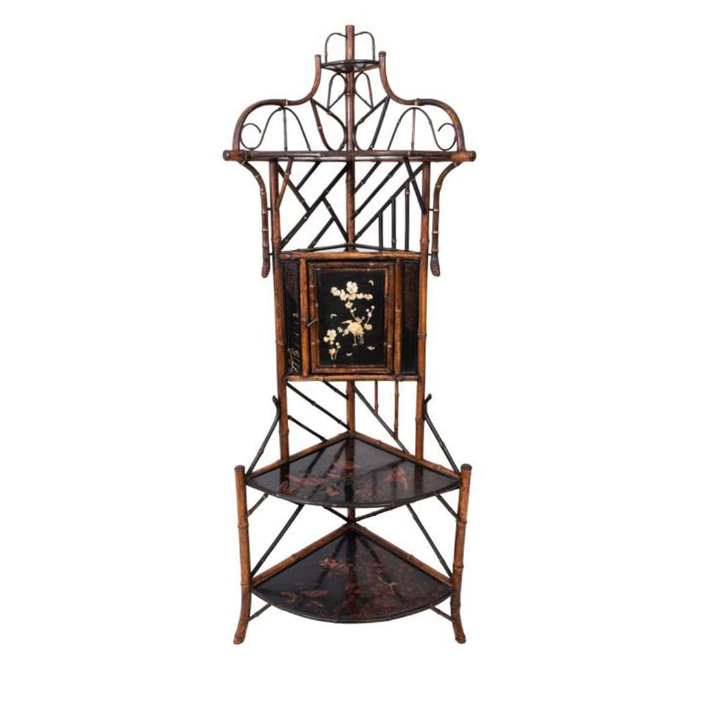 Lacquered Bamboo Corner Stand