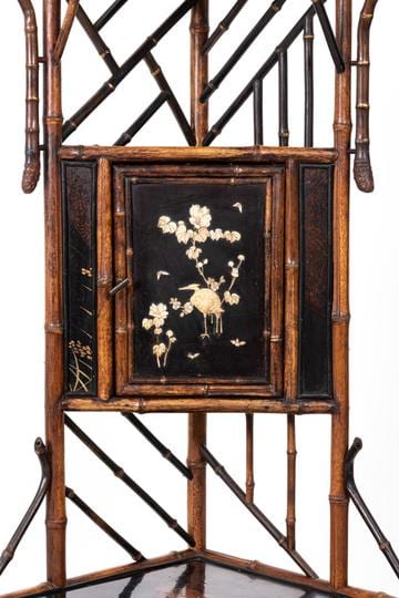 Lacquered Bamboo Corner Stand