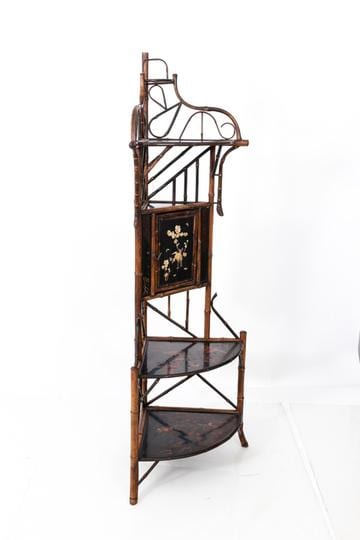 Lacquered Bamboo Corner Stand