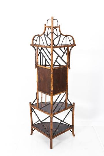 Lacquered Bamboo Corner Stand