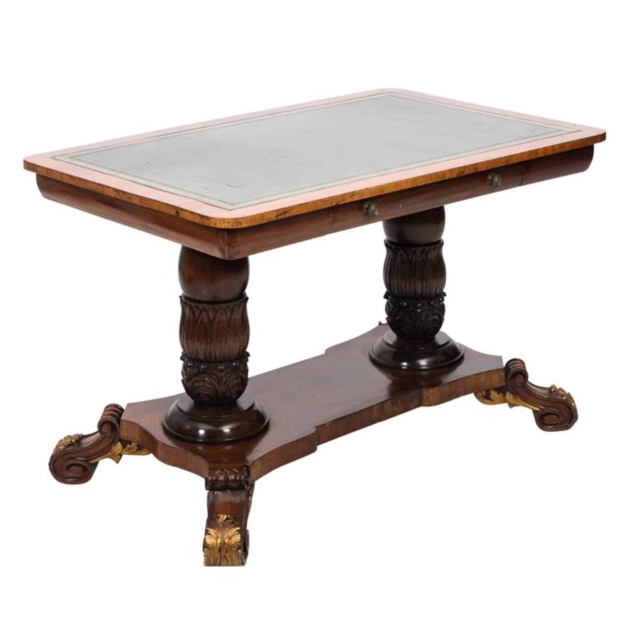 Leather Top Trestle Table ca.1800