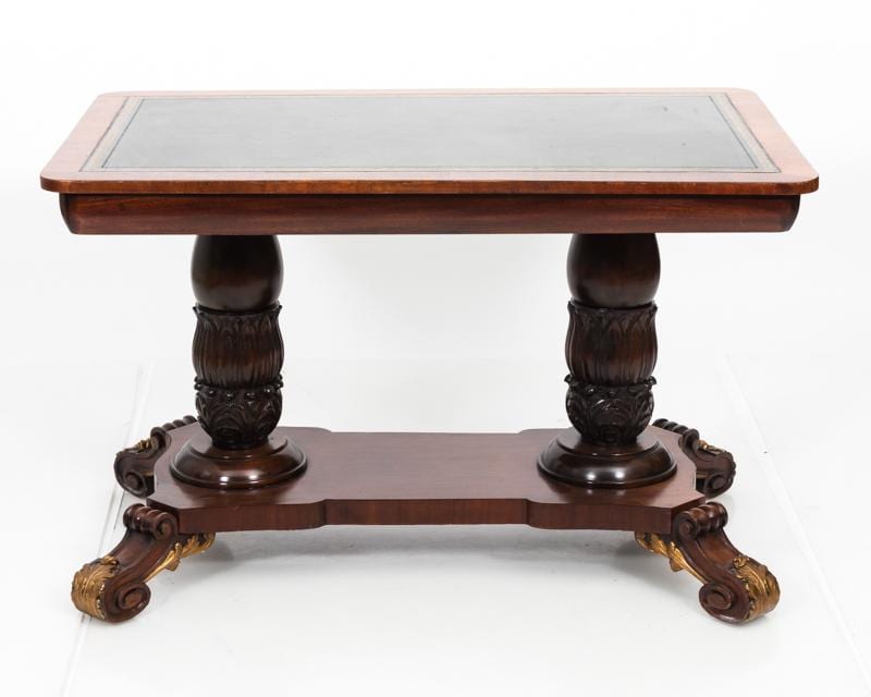 Leather Top Trestle Table ca.1800