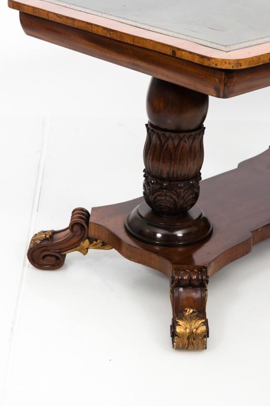 Leather Top Trestle Table ca.1800