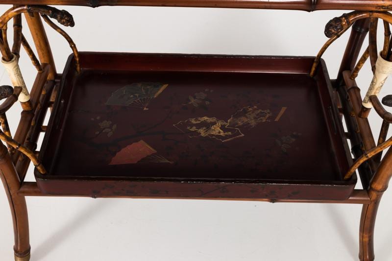 19th Century Japanned Bamboo Tray Table