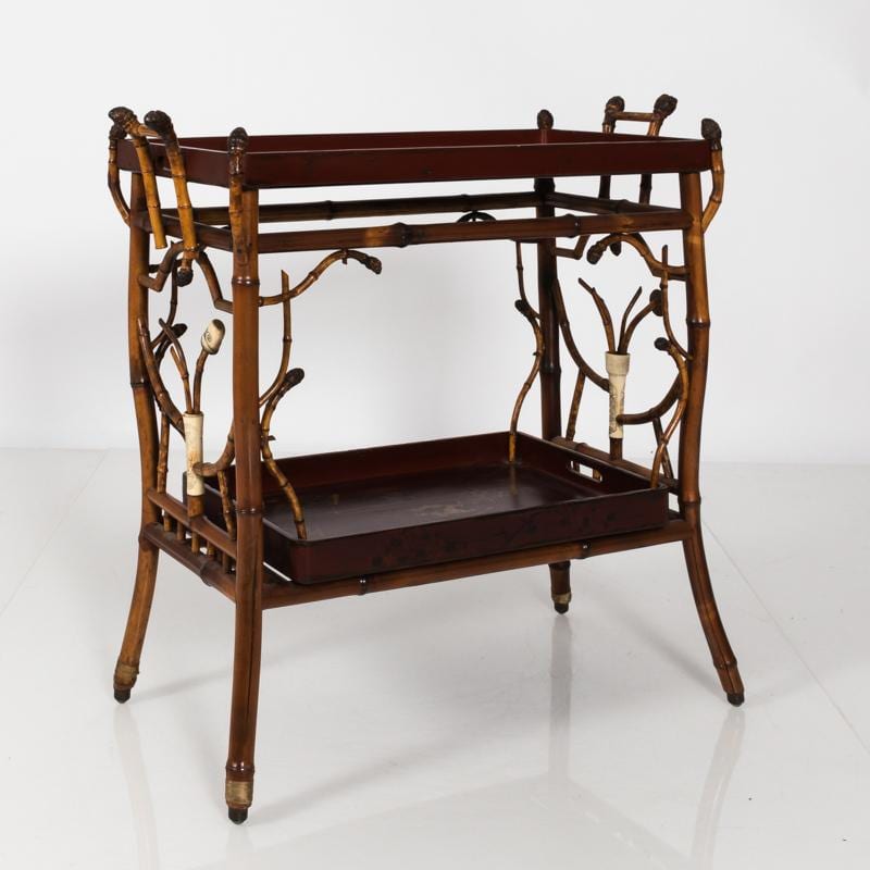 19th Century Japanned Bamboo Tray Table