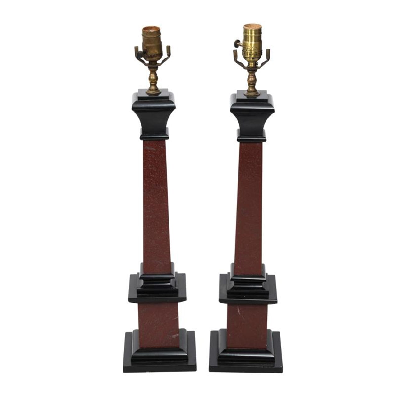 Pair of Neoclassical Column Table Lamps