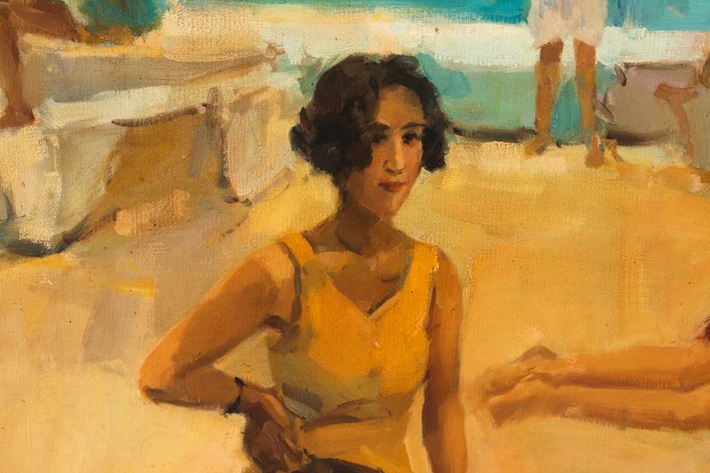 “On the Beach” Oil On Canvas Circa 1950’s