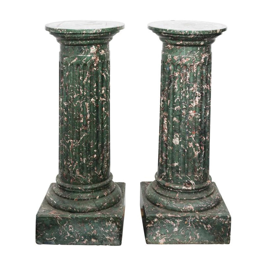 Pair of Faux Marble Column Pedestals