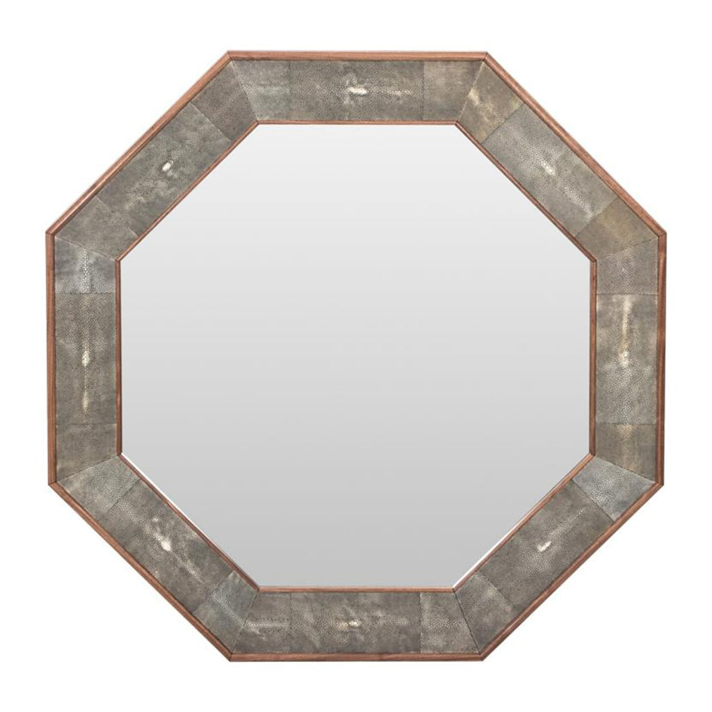 Octagonal Walnut and Shagreen Mirror