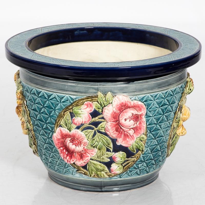 Painted Majolica Planter