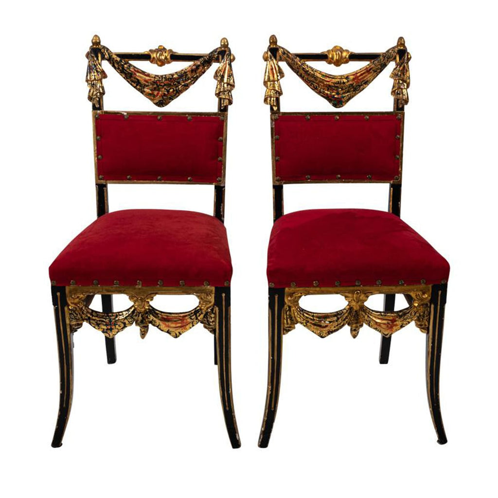 Pair of Venetian Polychrome Side Chairs