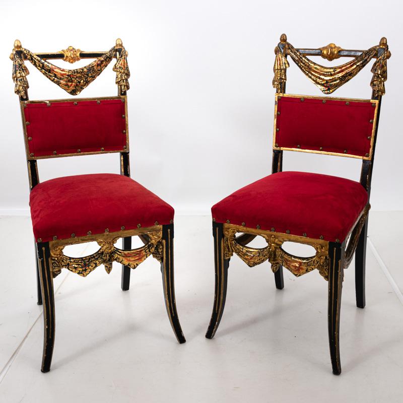 Pair of Venetian Polychrome Side Chairs