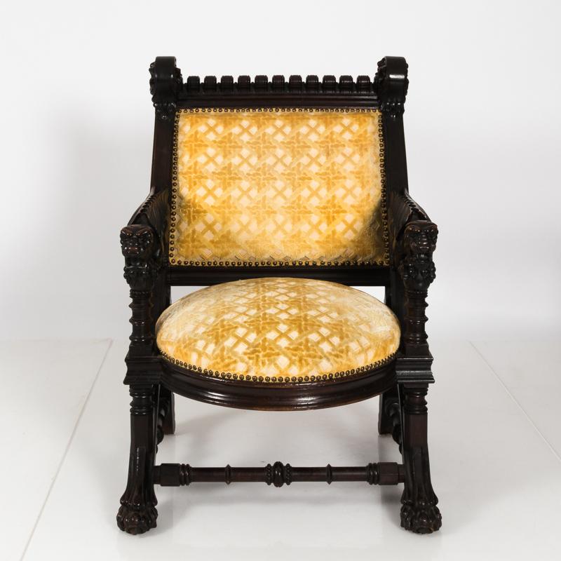 Pair of American Gothic Revival Armchairs by Daniel Pabst. Ca. 1878