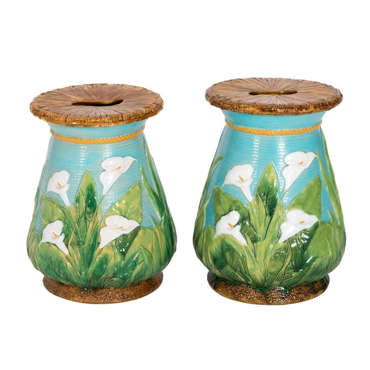 Pair of English Majolica Garden Seats