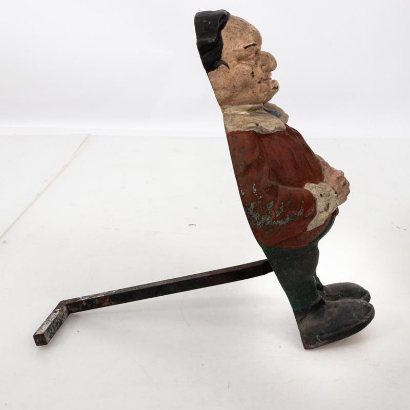 Pair of Painted Polychrome Cast Iron Andirons of Tweddle Dee and Tweddle Dum