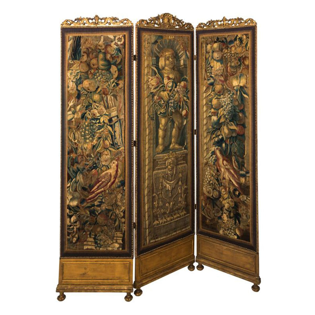 18th Century Three Panel Flemish Tapestry Screen