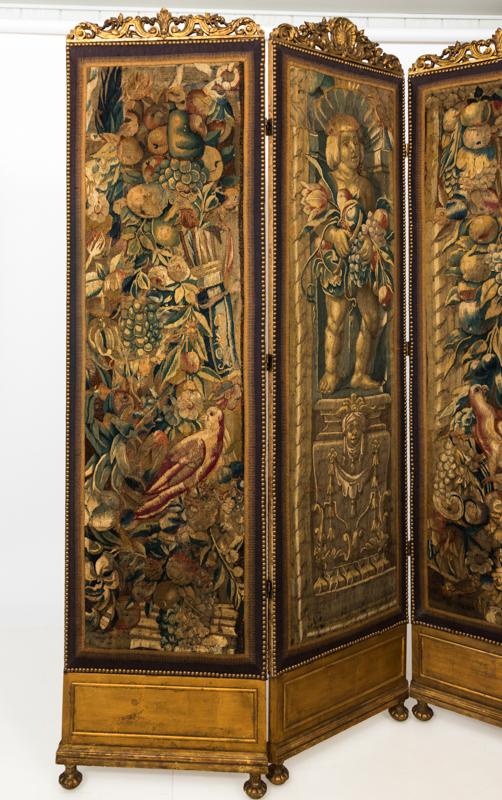 18th Century Three Panel Flemish Tapestry Screen