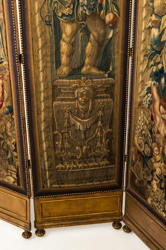 18th Century Three Panel Flemish Tapestry Screen