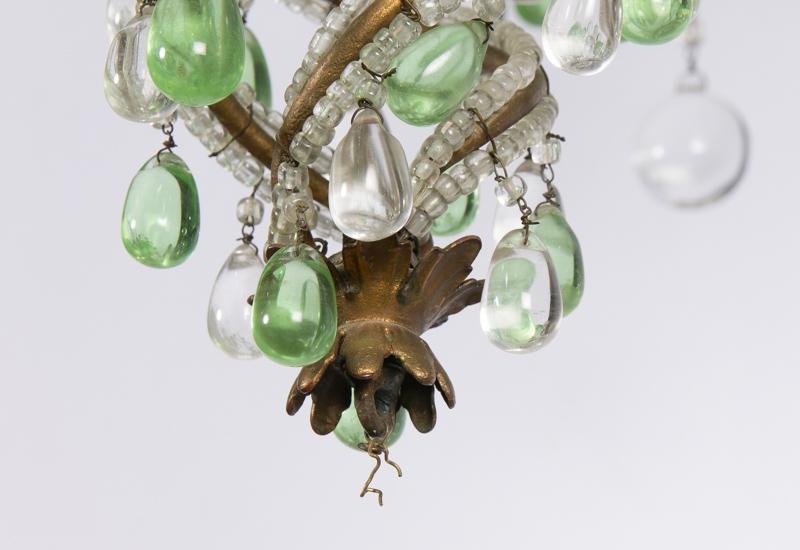 Green And White Six Light Crystal Chandelier