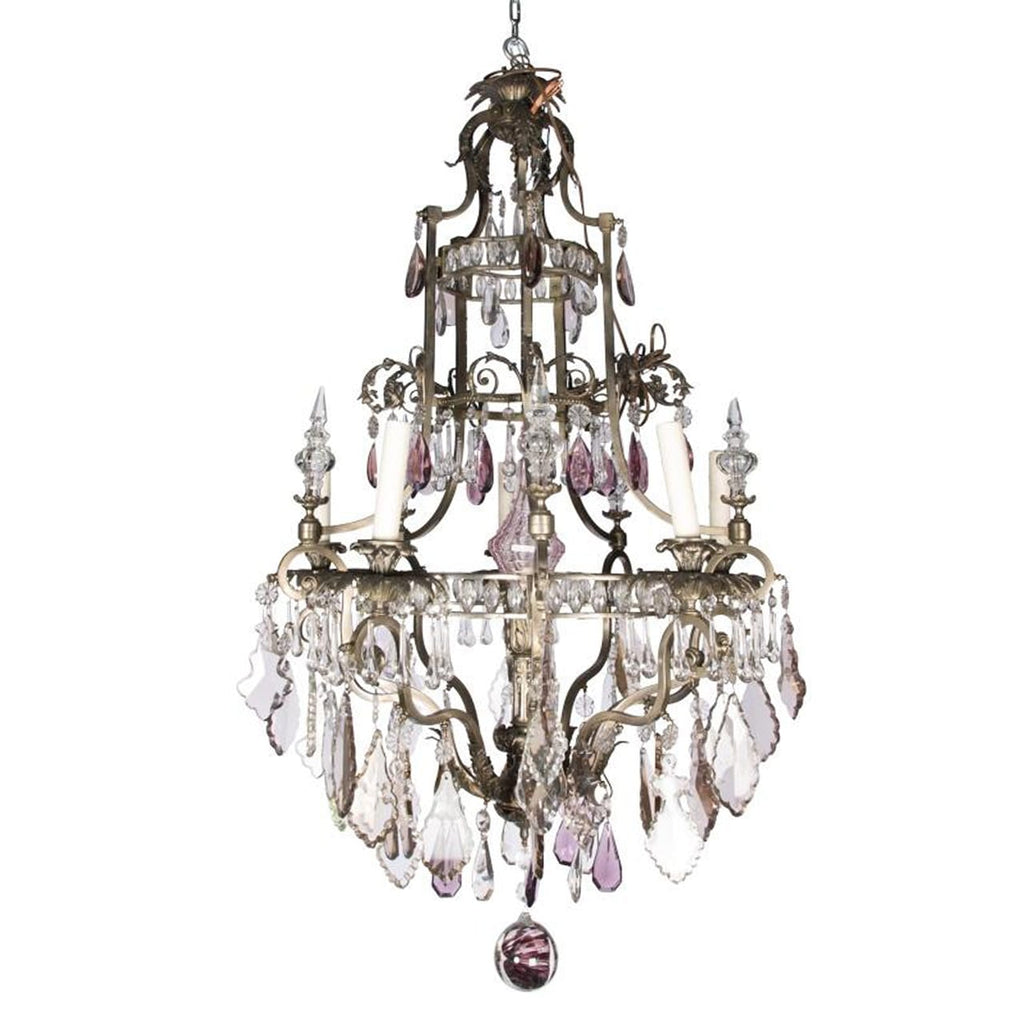 Louis XVI Style Six Light Crystal Chandelier