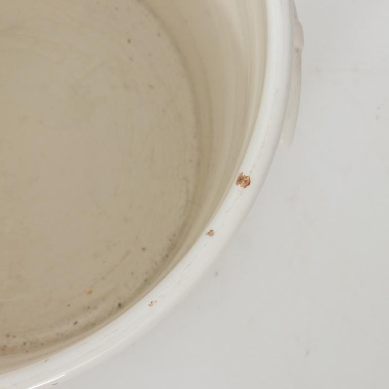 Large Glazed White Cache Pot