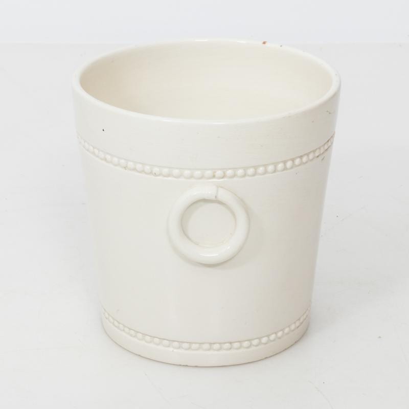 Large Glazed White Cache Pot