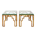Mid-Century Modern Style Gilded Wrought Iron and Glass Side Tables