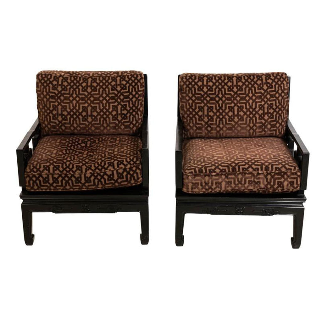 Pair of Vintage Oriental Style Armchairs by Baker