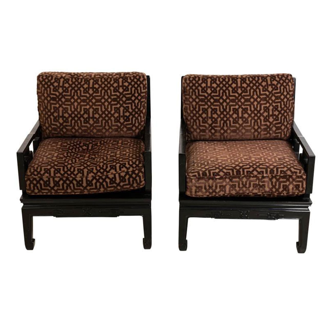 Pair of Vintage Oriental Style Armchairs by Baker