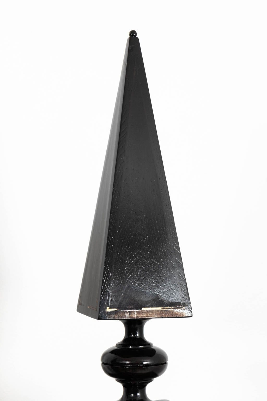 Pair of Black Painted Geometric Obelisks